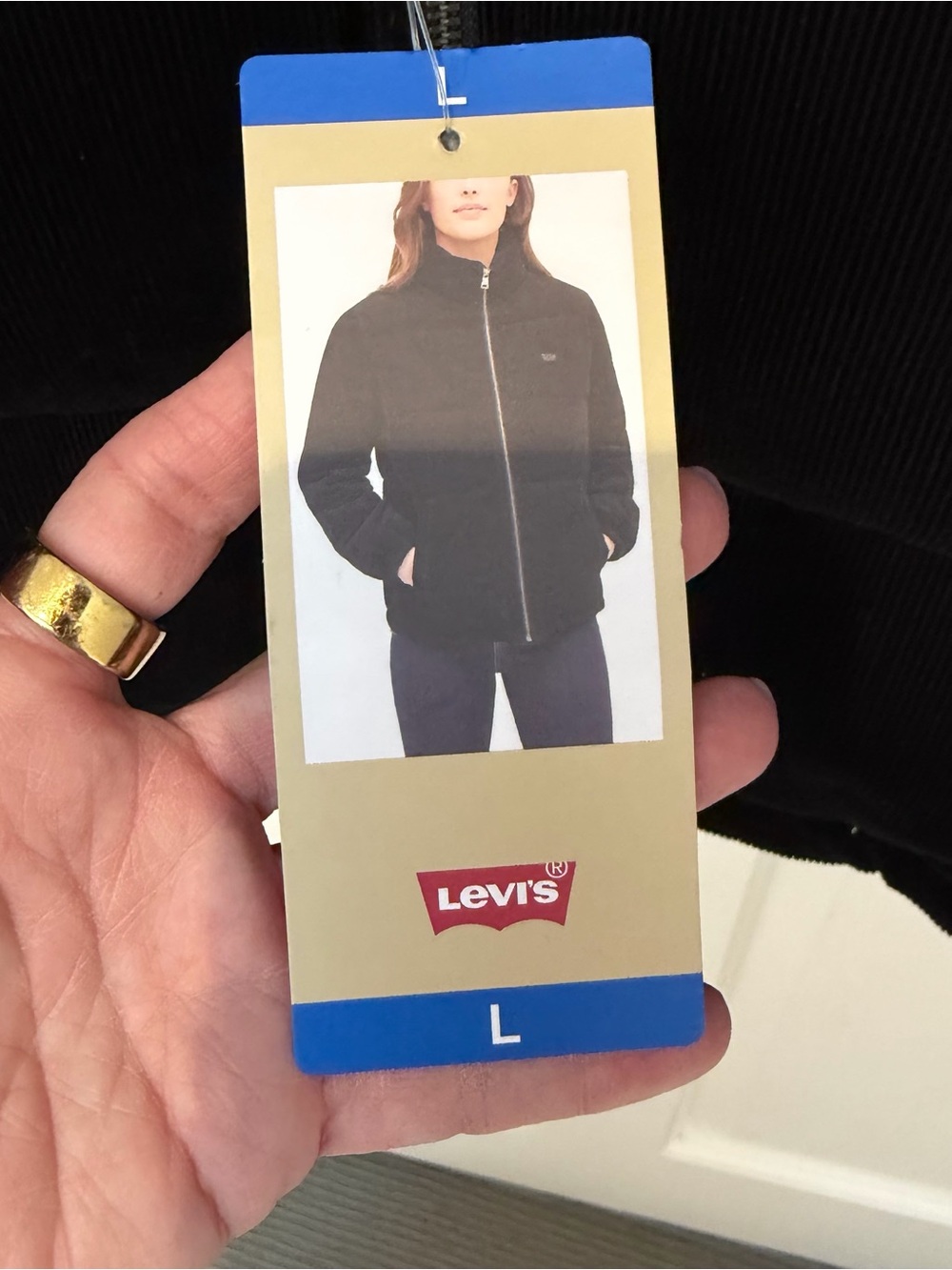 Levi's Women's Black Corduroy Puffer Jacket S Large - Picture 6 of 16